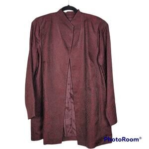 Eileen Fisher Deep Red Silk High Collar Jacket SZ 1X